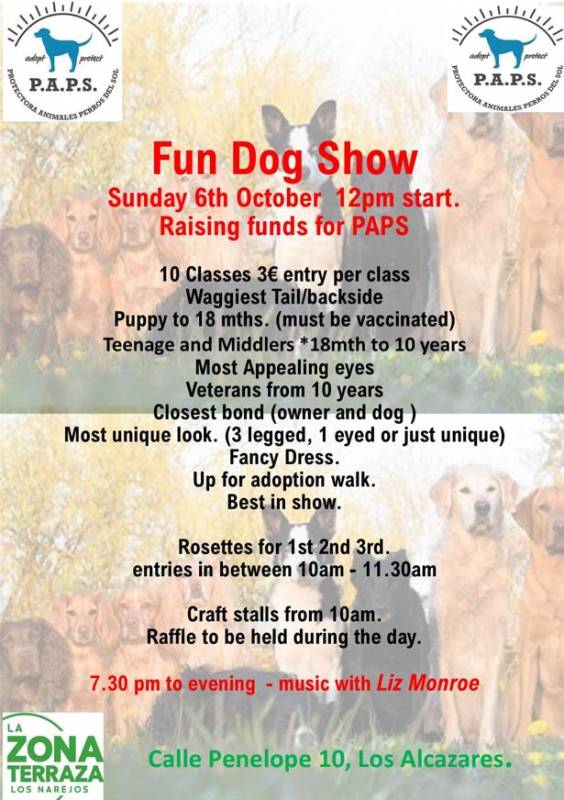 October 6 Fun Dog Show for PAPS in Los Alcazares